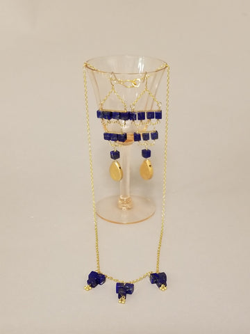 Lapis Geometric Dangle Necklace