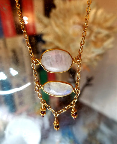 Moonstone and Garnet Necklace