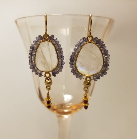Moonstone and Garnet Earrings