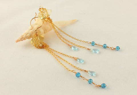 Lemon Quartz  and Blue Topaz Earrings
