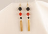 Noir Carnelian Onyx and Obsidian Earrings