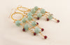 Amazonite Garnet and Gold Earrings