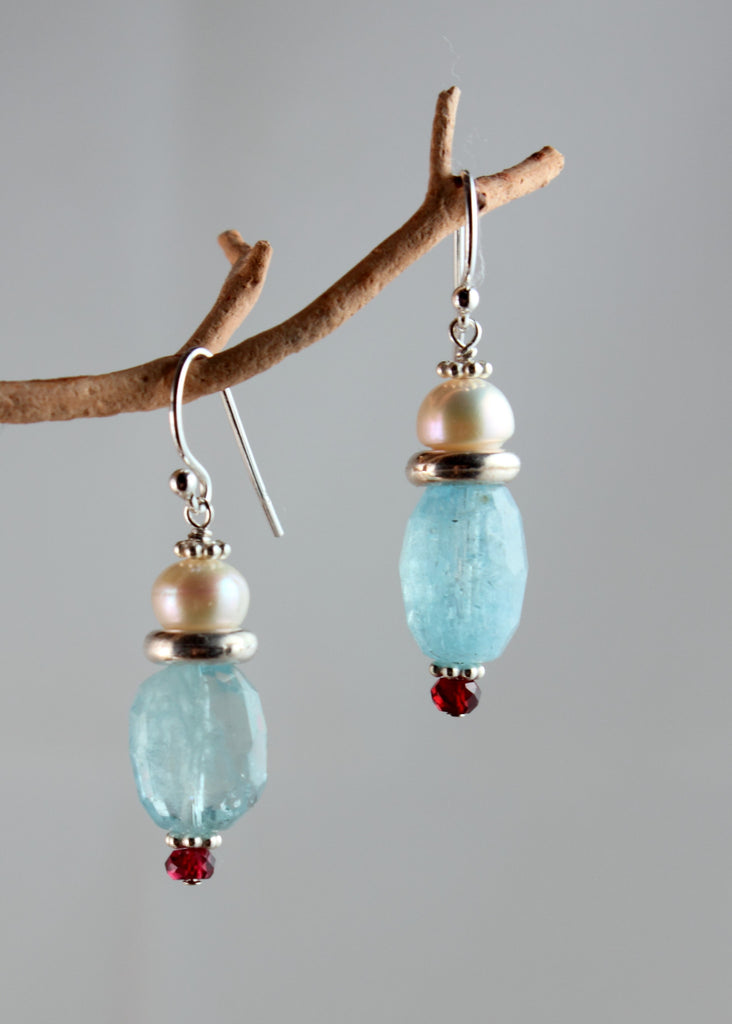 Aquamarine and Pearl Earrings