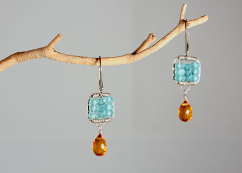 Appatite Small Square Earrings with Citirne
