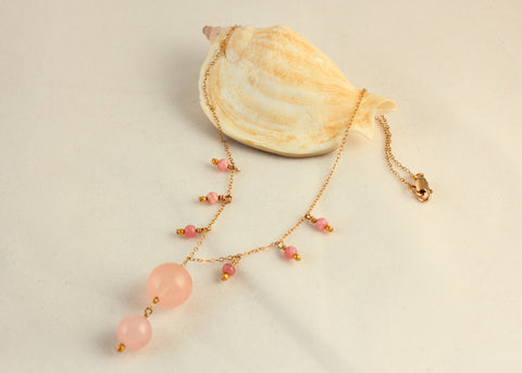 Elegant Rose Quartz and Rhodochrosite Necklace