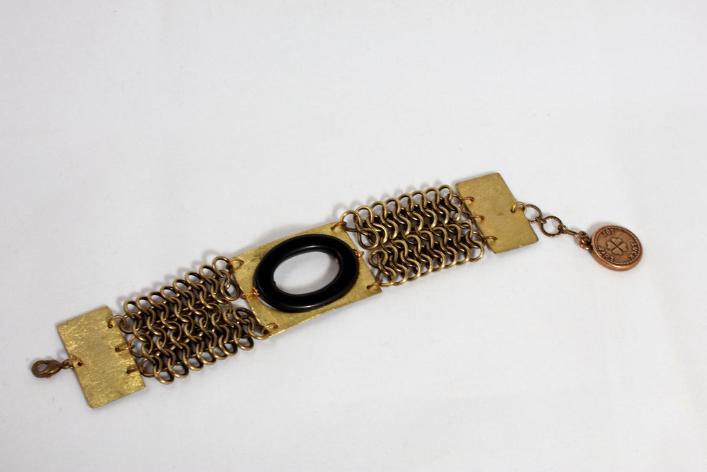 Chainmail Brass and Onyx Bracelet