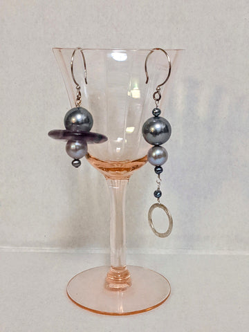 Outer Space Pearls and Fluorite Earrings