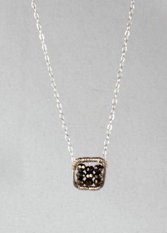 Pyrite Small Square Necklace
