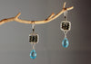 Pyrite Small Square Earrings with Topaz