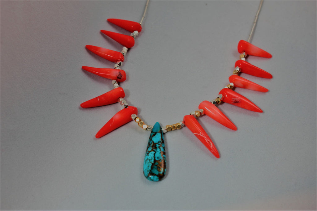 Turquoise and Coral Necklace