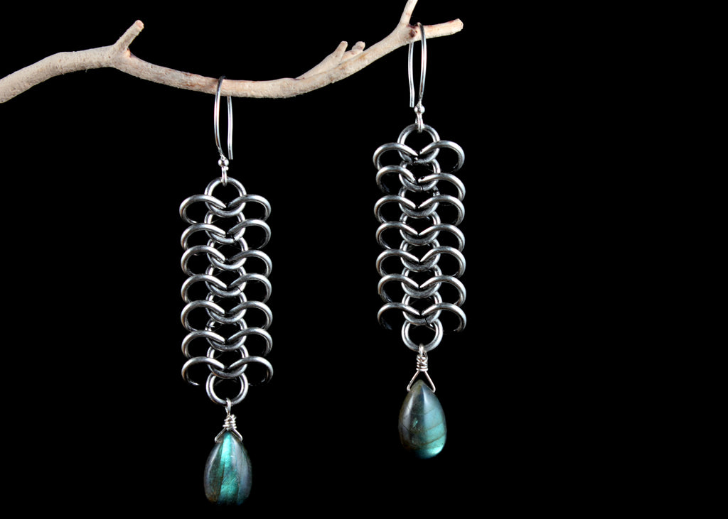 Labradorite and Chain Earrings